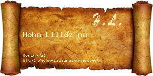 Hohn Liliána névjegykártya